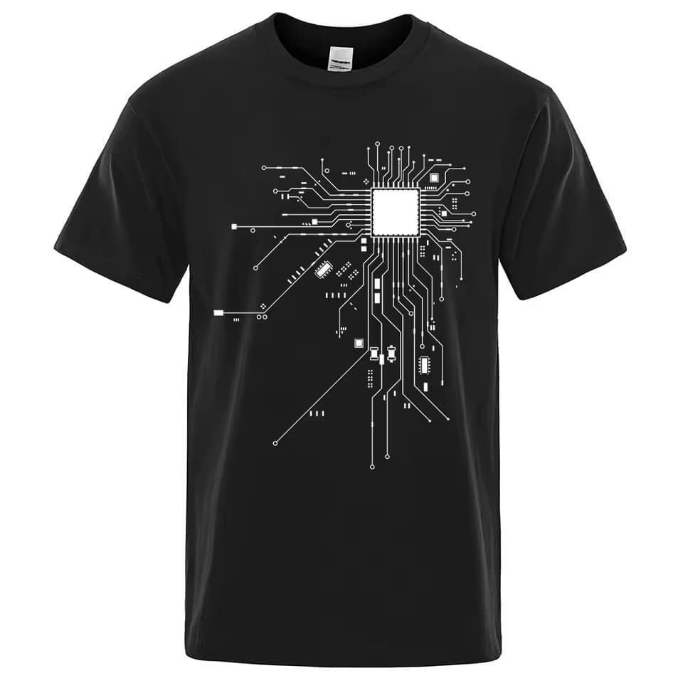 Camiseta Unissex Diagrama de circuito Processador Nerd Geek algodão fio 30.01 camisa blusa Promoção