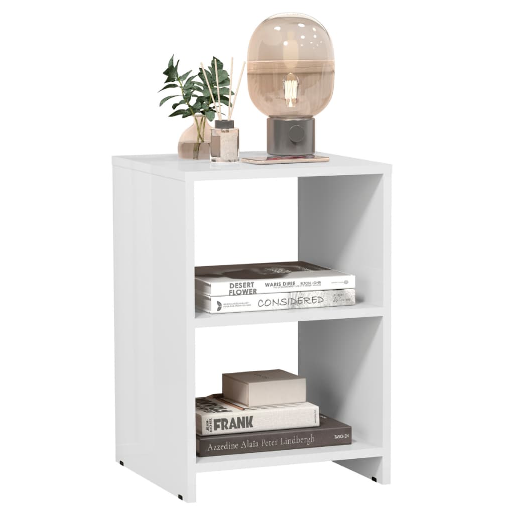 Mesa de Cabeceira Dubai Retrô Madeira 2 Prateleiras Funcional Sofisticada Branco