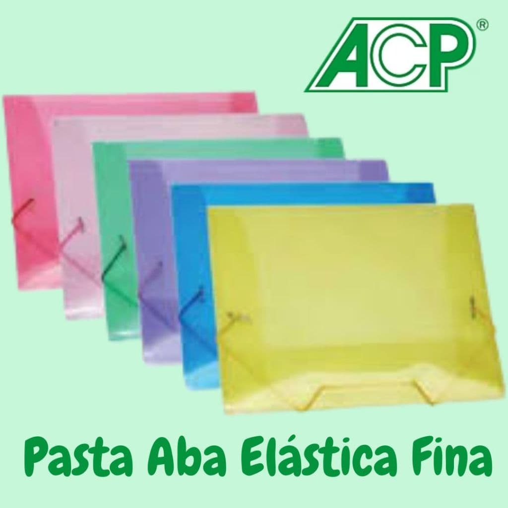 Pasta Aba Elástico Ofício 335x235mm Plástica ACP s/Lombo tamanho A4 pacote c/10 unidades 1021 e 4021