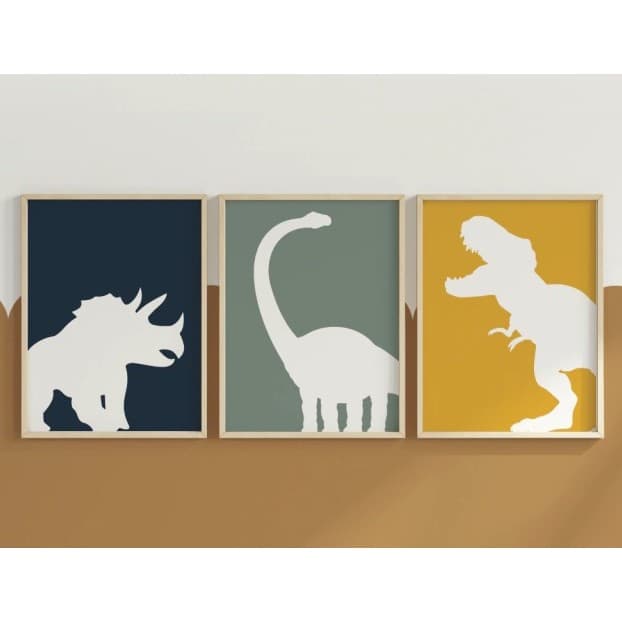 Quadros decorativos 3 peças Tema Sombras Dino Colorido Lindo e em diversos tamanhos disponíveis  pra