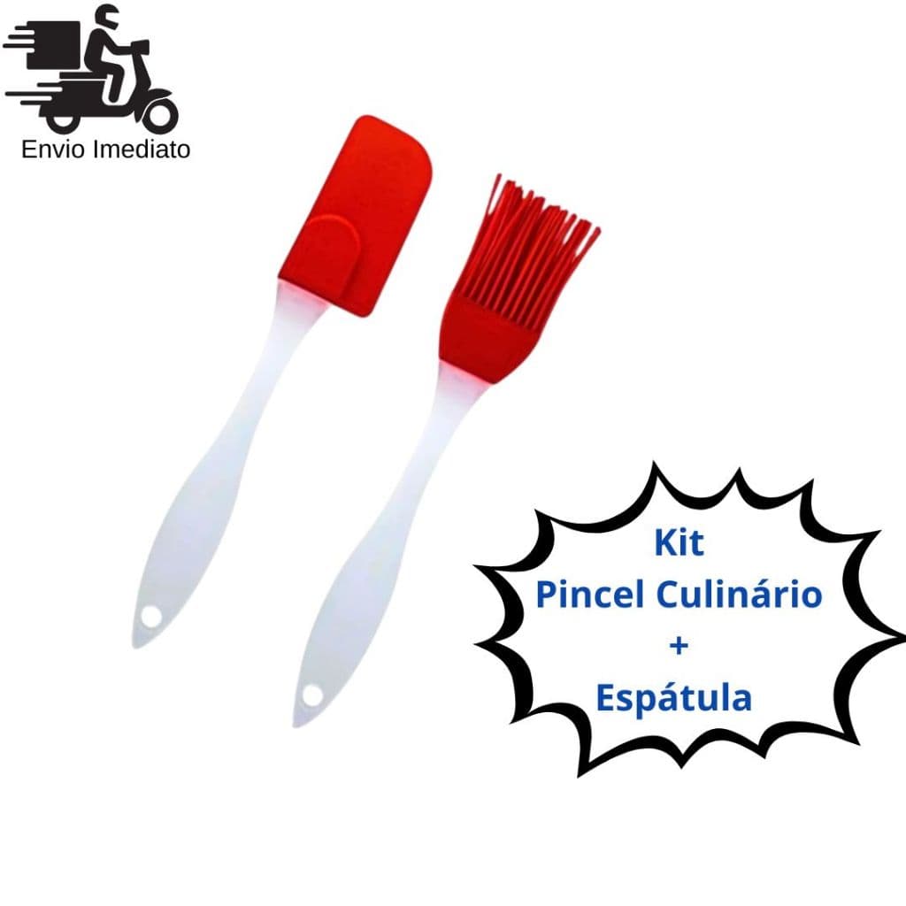 Kit de Cozinha Espátula e Pincel Redondo Culinário de Silicone com Cabo Plástico Transparente