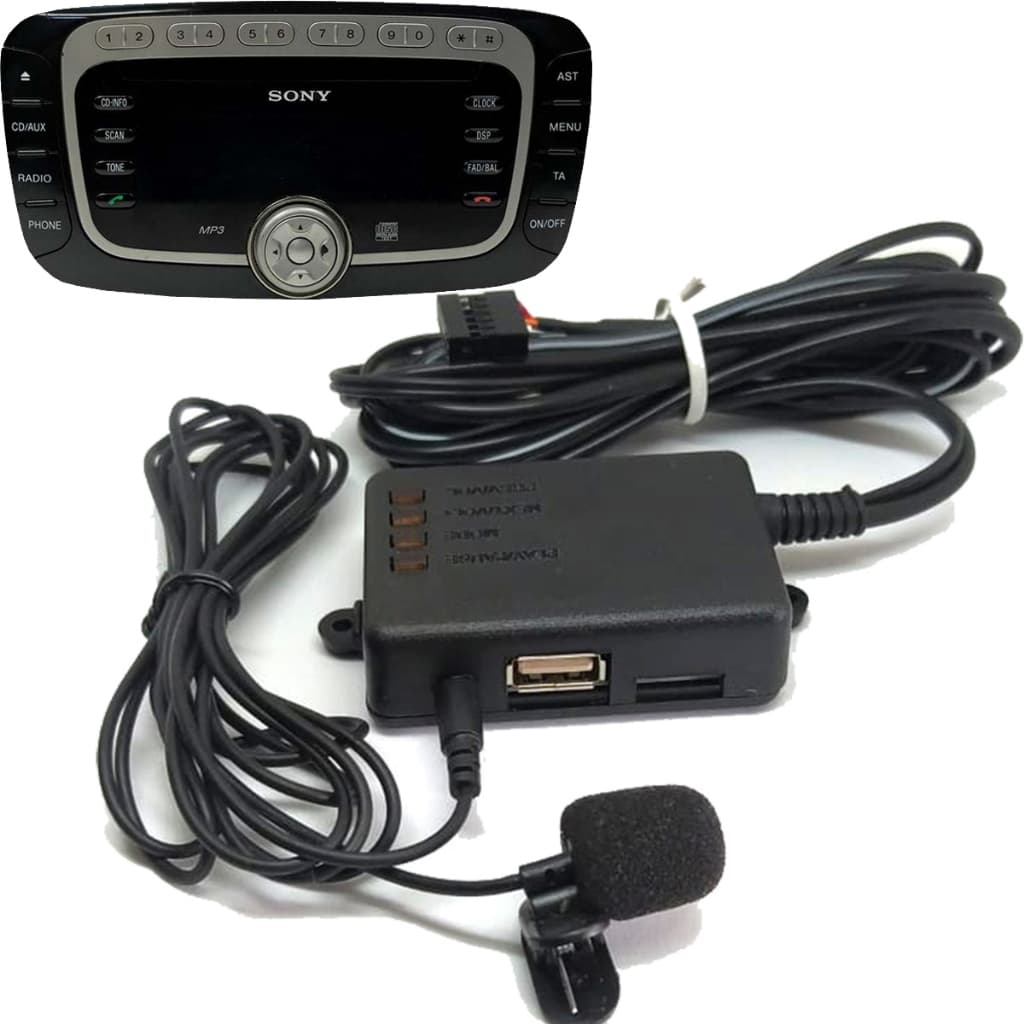 Adaptador AUX Bluetooth, USB, MicroSD para Ford com Rádio Sony – Música, Chamadas e Controle Direto