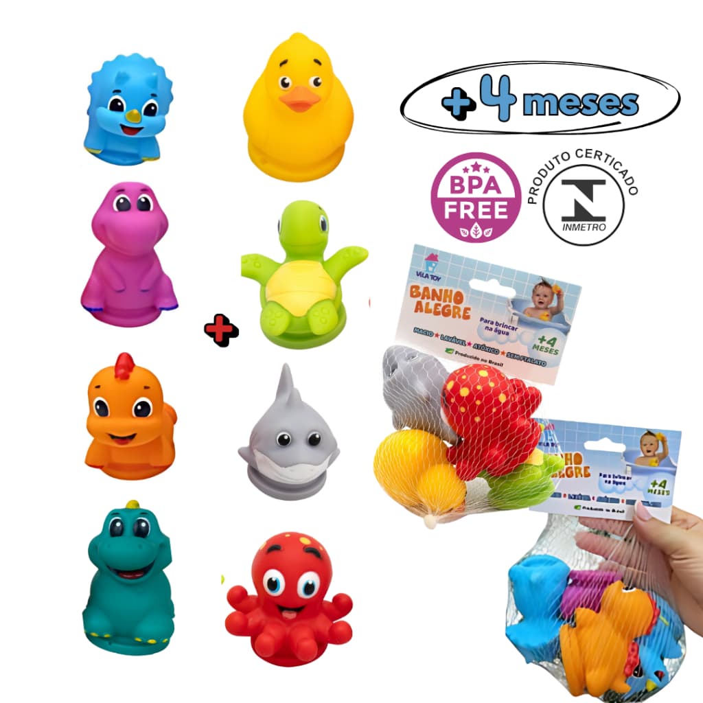 Kit 4 Brinquedos De Banho Para Bebe Banheira Piscina Água Atóxico BPA free