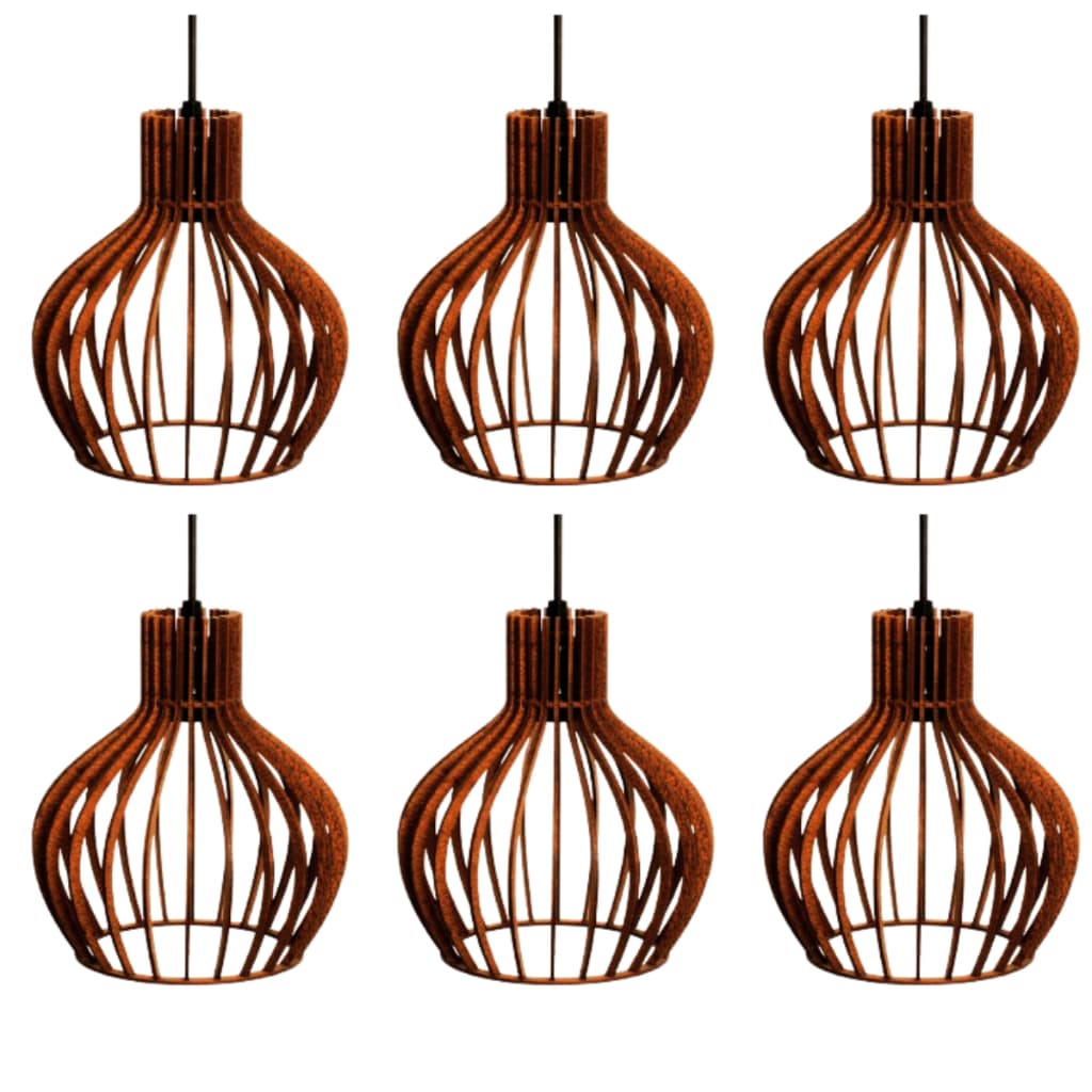 kit 6 Pendente Luminária de Teto Lustre Decorativo Retro Rústico Cor Marrom - 6ppm/sf