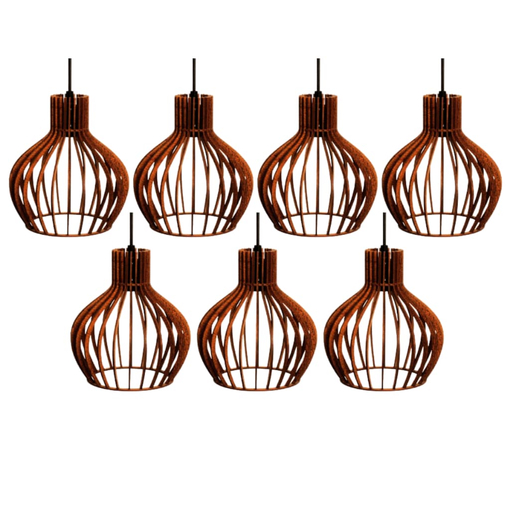 kit 7 Pendente Luminária de Teto Lustre Decorativo Retro Rústico Cor Marrom - 7 ppm/sf