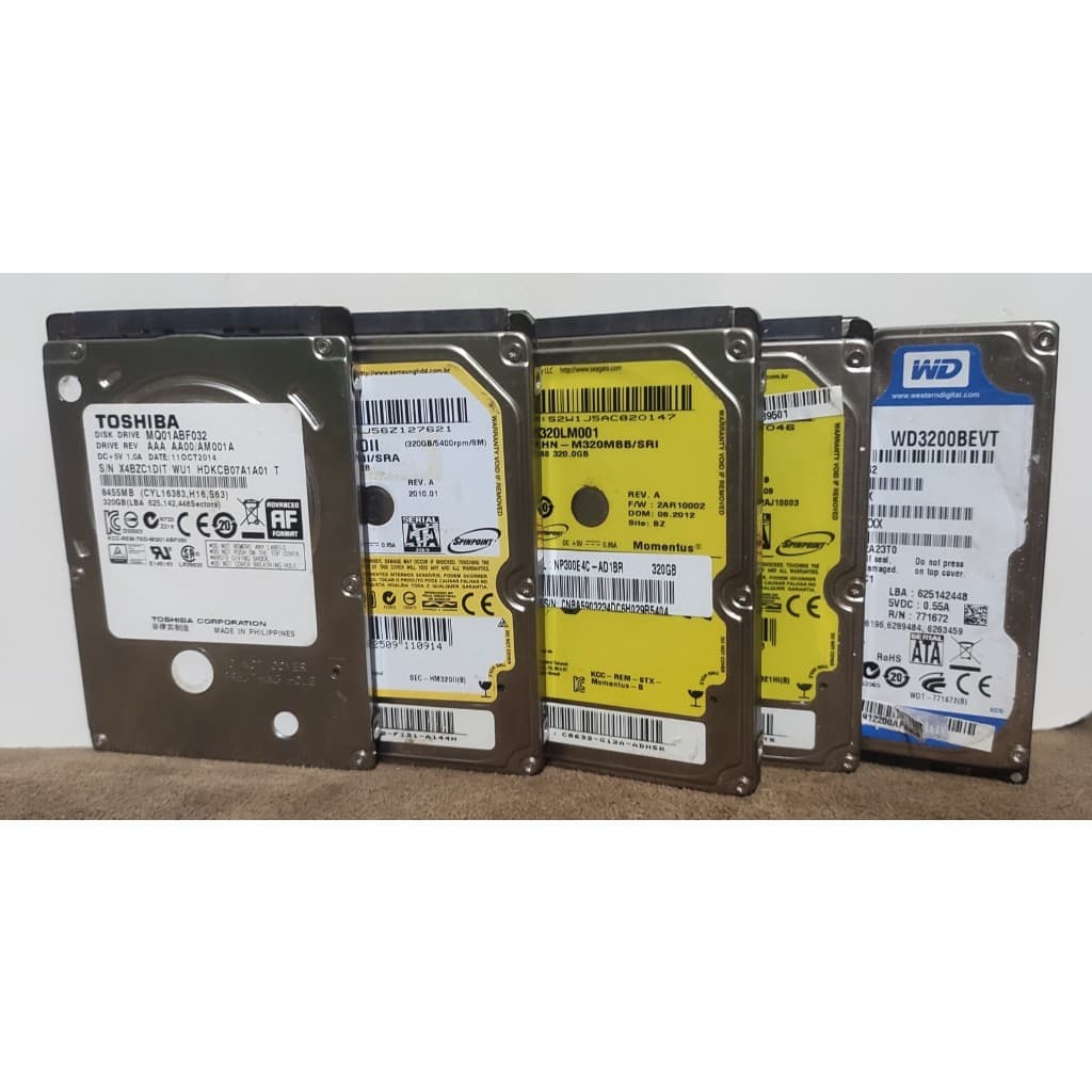 Hdd Sata 320GB 2,5" PS2 PS3 Xbox 360 Notebook - Hd Usados Funcionando Perfeitamente