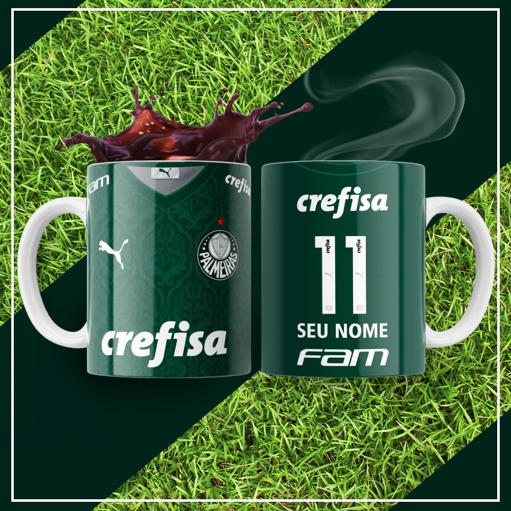 Caneca Time de Futebol Palmeiras 325ml Personalizável