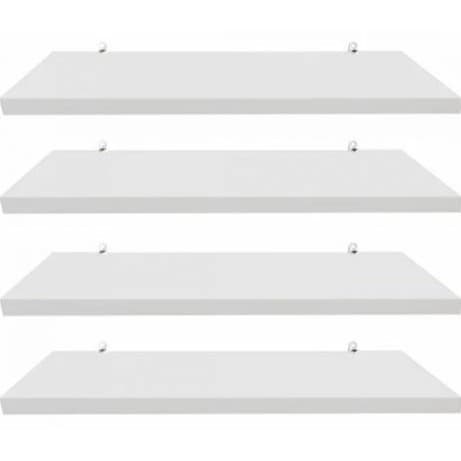 Kit 4 Prateleiras 50X10cm MDF Branco Nichos Sala Quarto Cozinha Banheiro Decoração