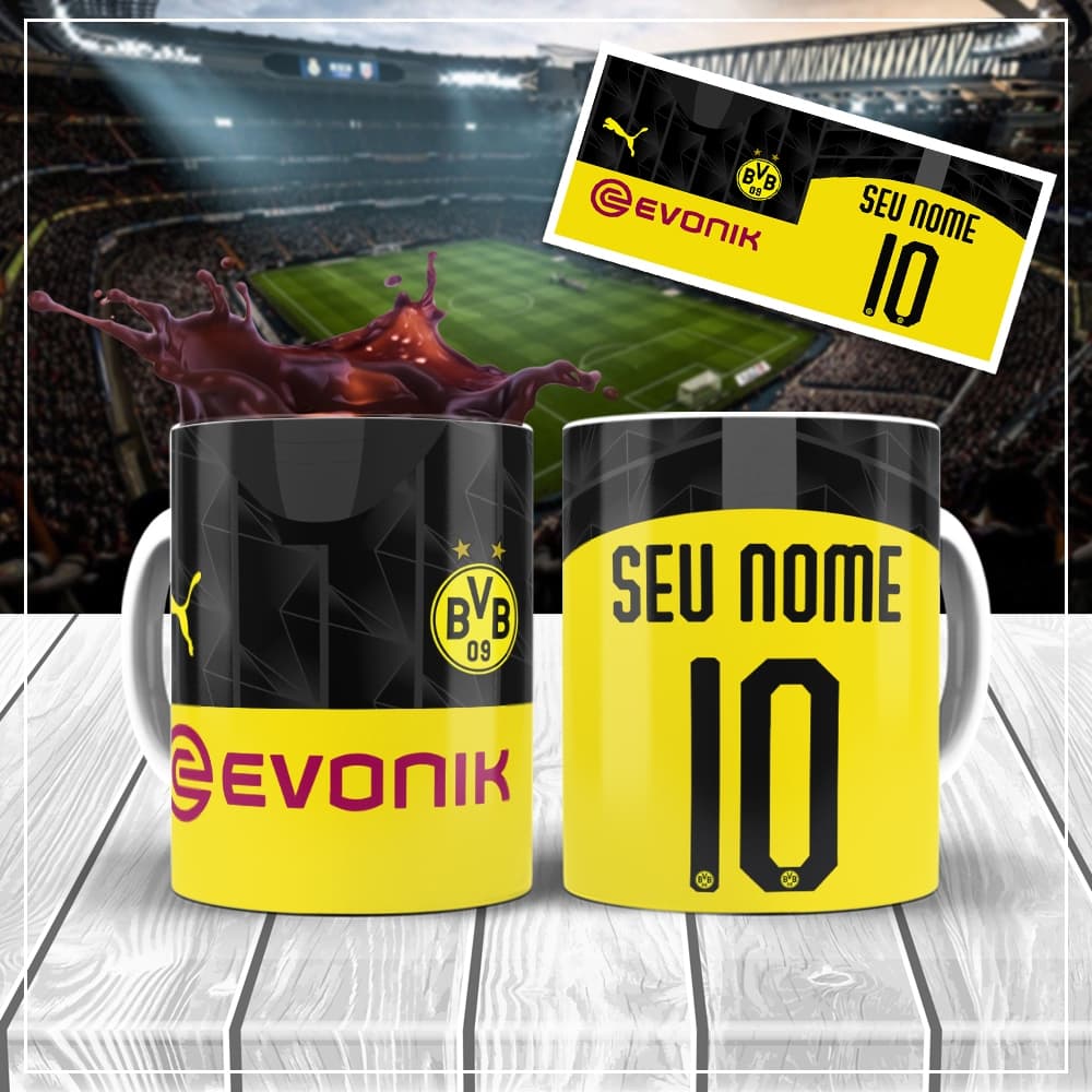 Caneca Time de Futebol Borussia Dortmund 325ml Personalizável