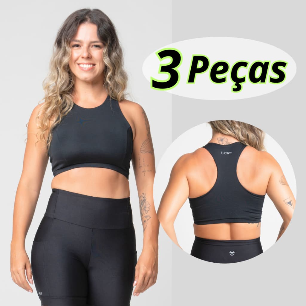 Kit 1- 2 ou 3 Top Fitness – Leveza, Elasticidade e Máximo Conforto - Esportivo em Poliéster