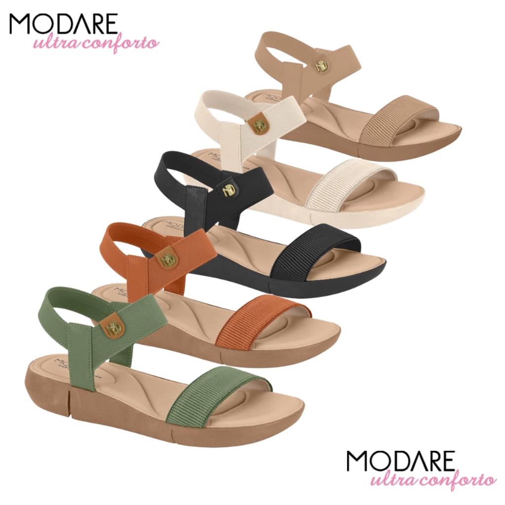 Sandalia Feminina Modare Ortopédica Elástico Conforto Calce Fácil Ref: 7199.102