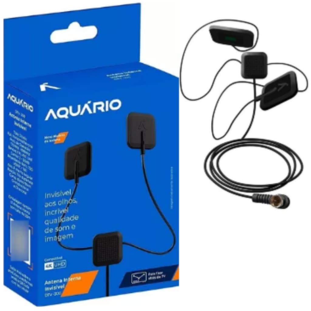 ANTENA DE TV INTERNA INVISIVEL AQUÁRIO (Y) DTV-300 4K UHD