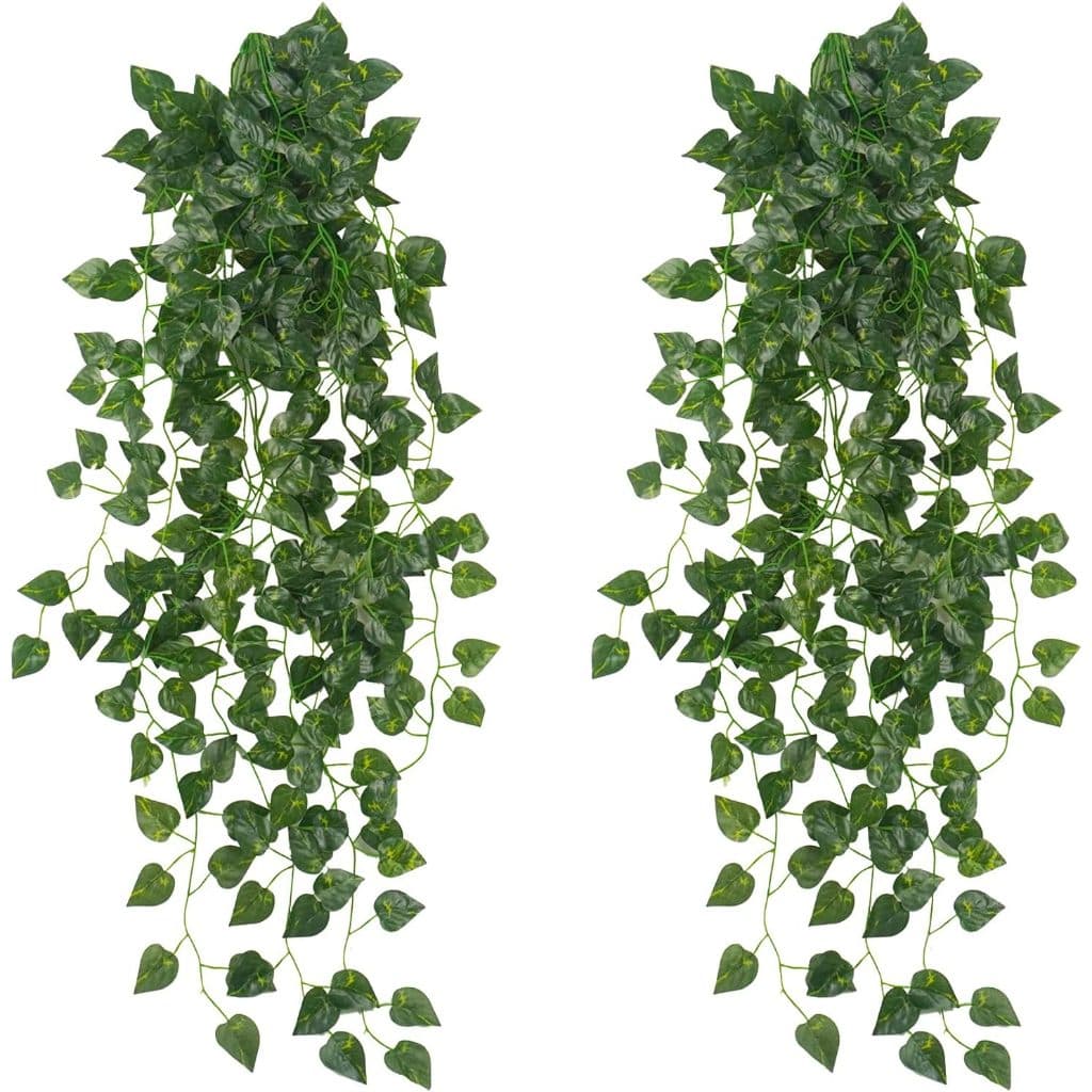 Plantas artificiais de Videiras Heras Folhagem Penduradas Pendente Verde Decoração de Prateleiras 2 hastes unidades