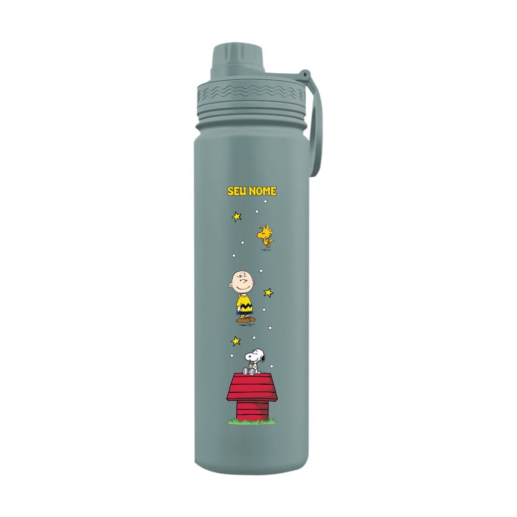 Garrafa Térmica Fresh Com Alça Personalizada com Seu Nome - Snoopy e Charlie Brown