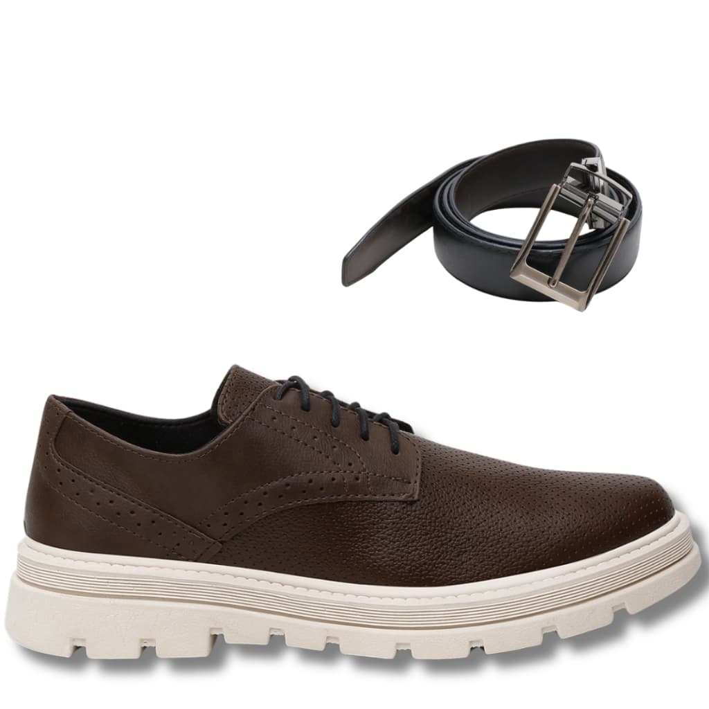 Sapato Social Oxford Confortavel Moderno Form's Brasil + Cinto Social