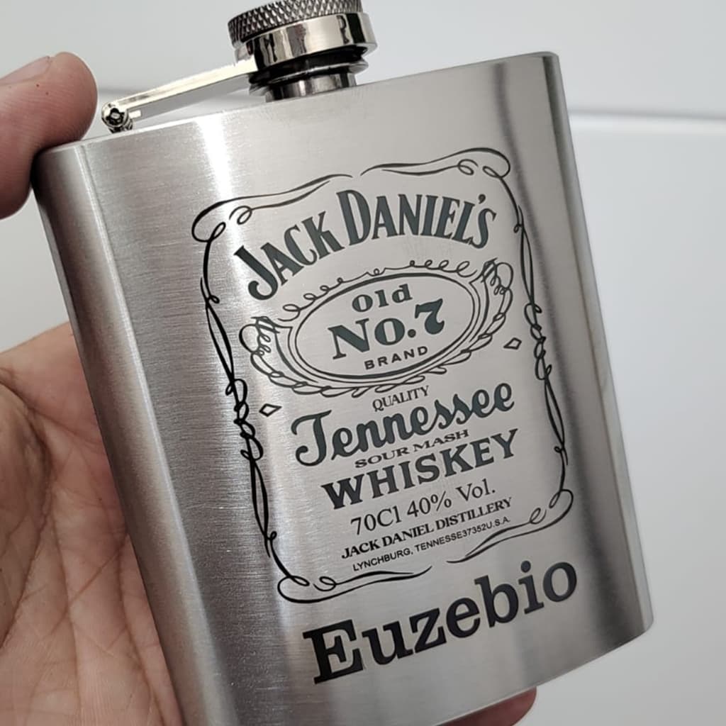 Cantil Porta Bebida de bolso em aço inox com gravação a Laser -Presente/Dia dos Pai/Padrinhos/Amigos