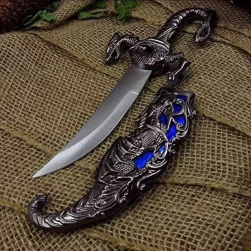 Adaga Faca Punhal Dragão Zamac 25 Cms Na Caixa Presente SLK-H02