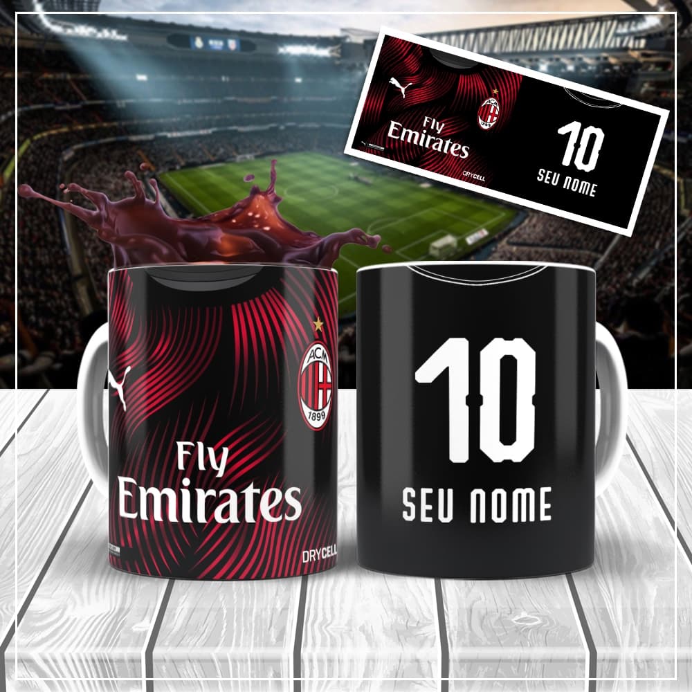 Caneca Time de Futebol Milan 325ml Personalizável