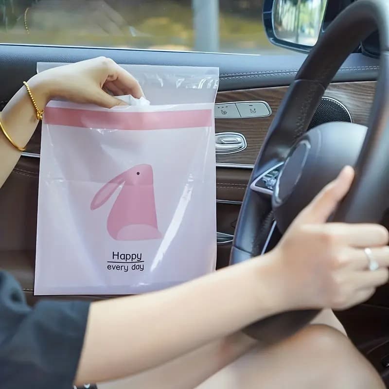 Sacos de Plástico Estampado com Adesivo Multiuso Saco de Lixo Carro Cozinha Suspensa Autoadesiva Para Carros
