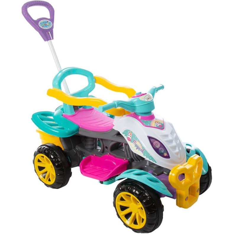 Brinquedo Infantil Quadriciclo Com Empurrador Haste Pedal Carrinho De Passeio Motoquinha - Maral