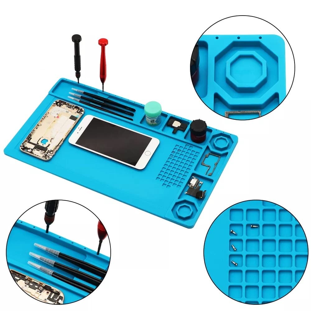 99FIX Manta De Solda Resistente Ao Calor Silicone Anti-estática para reparo do telefone móvel (Azul) 38*21cm