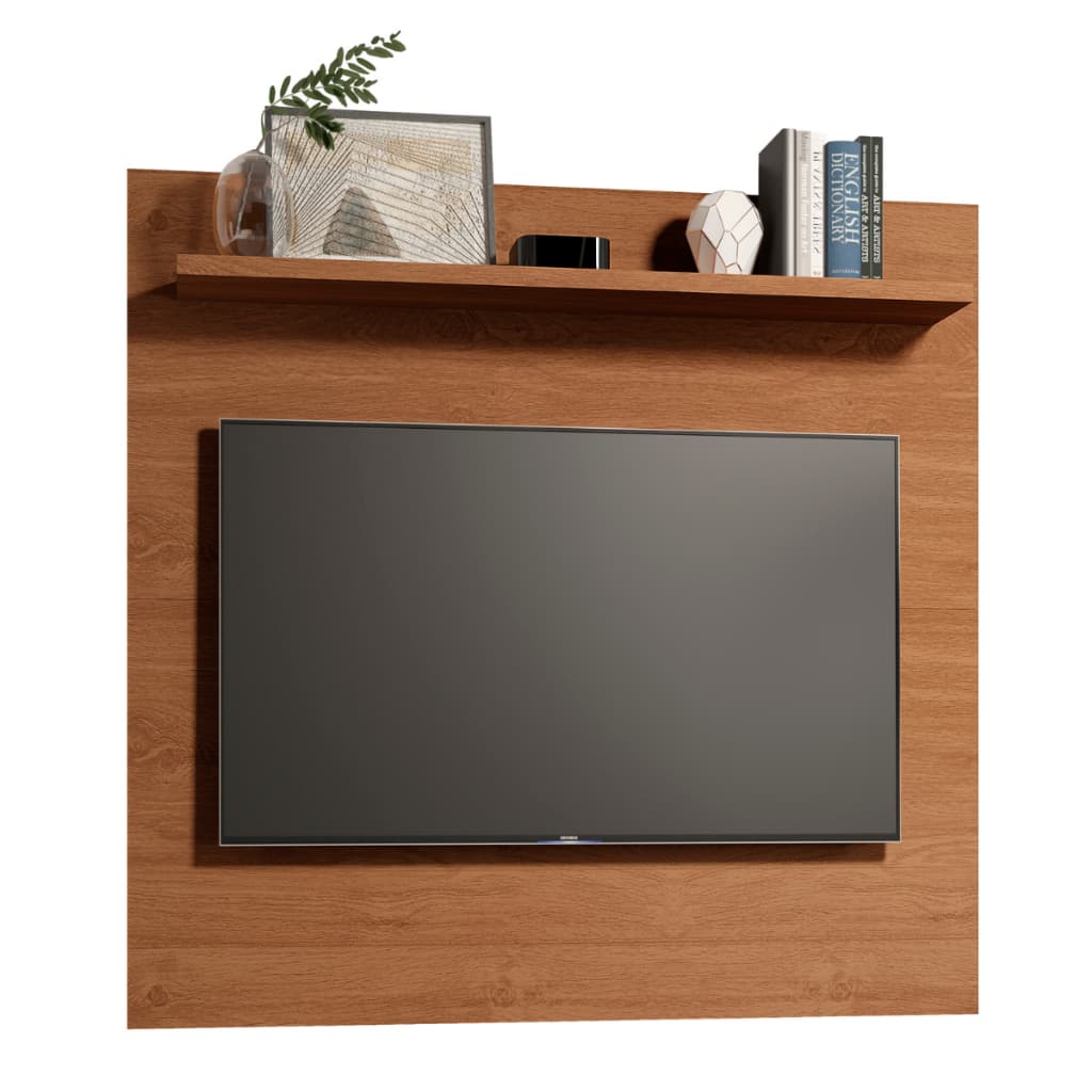 Painel Dubai TV 32 Suspenso Rack Sala Estante Quarto Funcional Design Moderno Freijo
