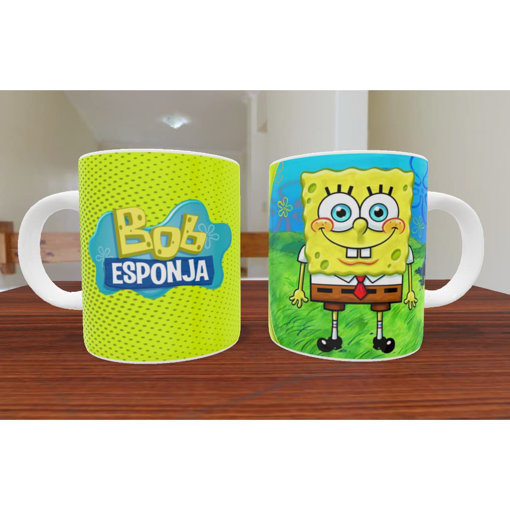 Caneca Bob Esponja Garry Patrick Lula Molusco Seu Siriguejo Sandy Plankton 325ml