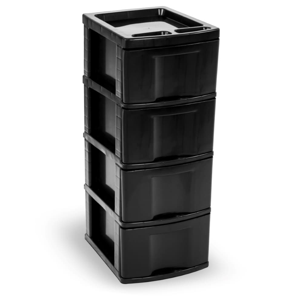 Gaveteiro Todo Preto 4 Gavetas Grandes 598 Agraplast