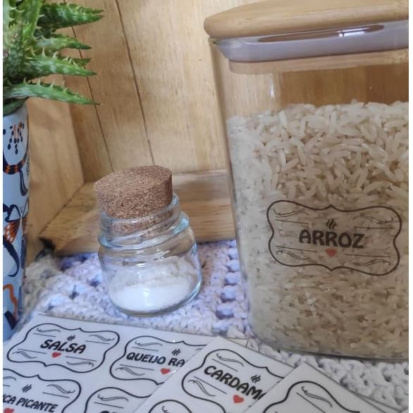 Kit 50 Adesivos Para Temperos e Mantimentos para Organizador de Potes Cozinha 5x3cm