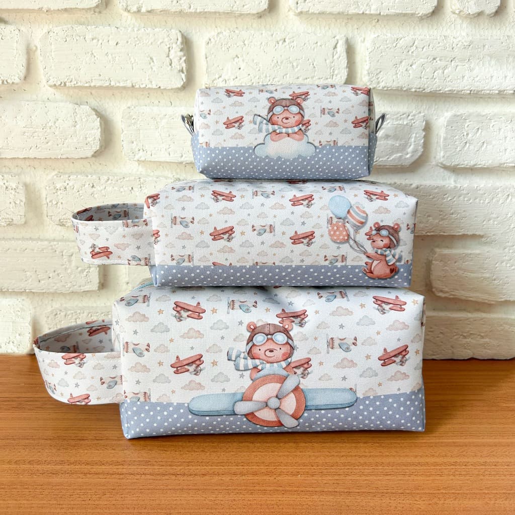 Kit Maternidade Necessaire Aviador 3 peças