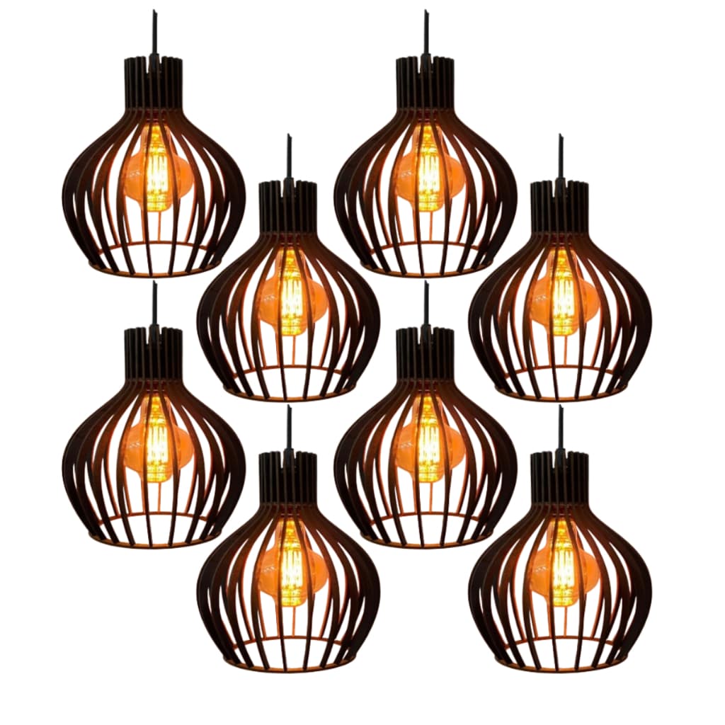 Kit 8 Pendente Luminária de Teto Lustre Decorativo Retro Rústico Cor Preto - 8 ppp/sf