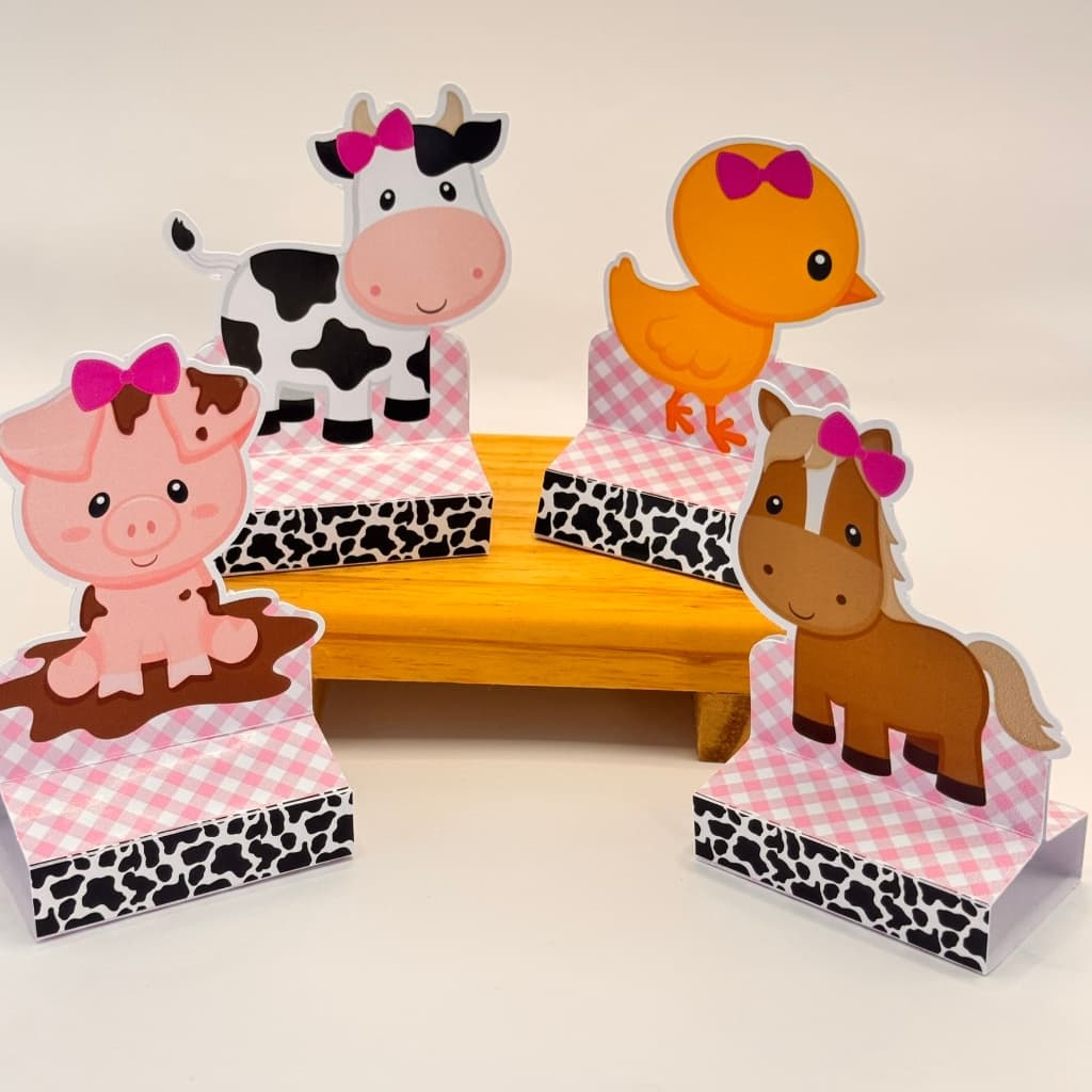 20 porta bis, lembrancinha de aniversário, porta doces, SEM NOME fazendinha COMPLETA menina rosa