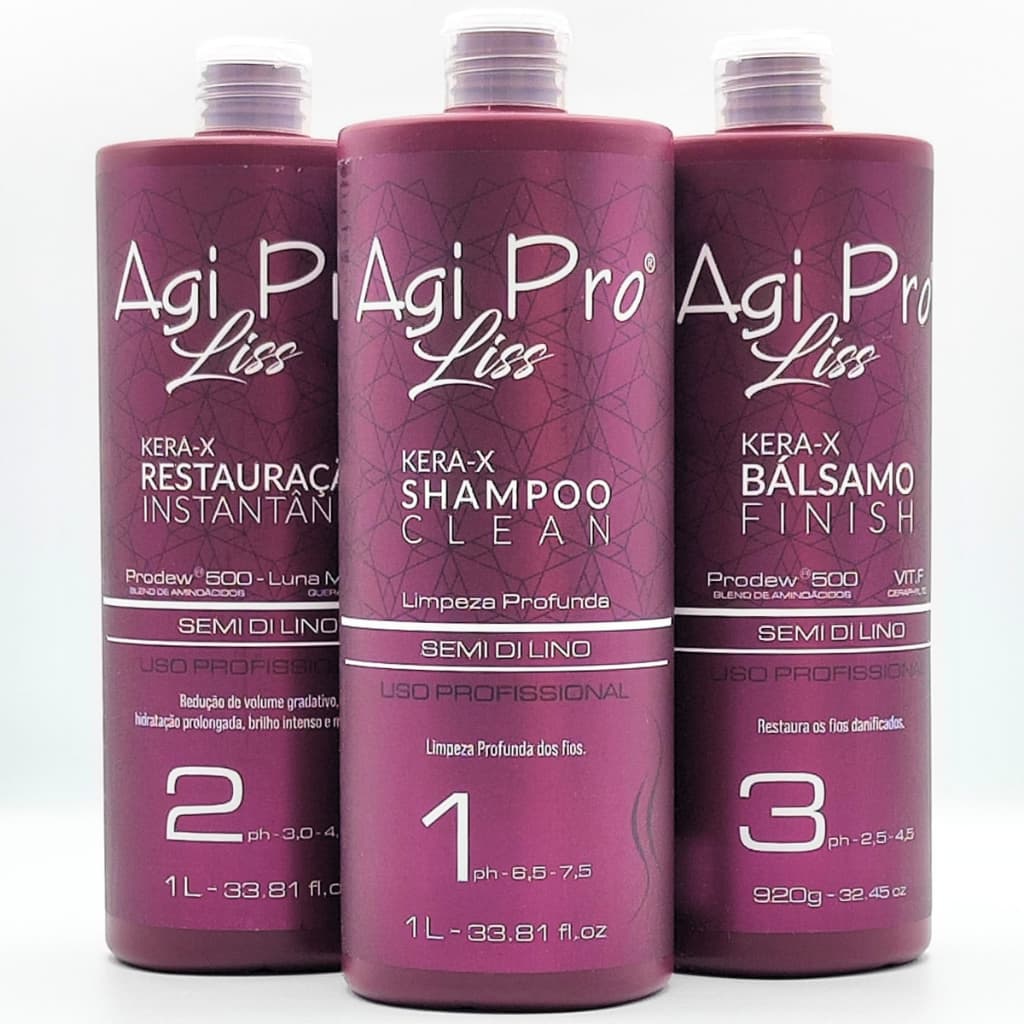 Escova Progressiva Agi Pro Liss 3 Passos Mascara Capilar Alisamento Progressivo Profissional