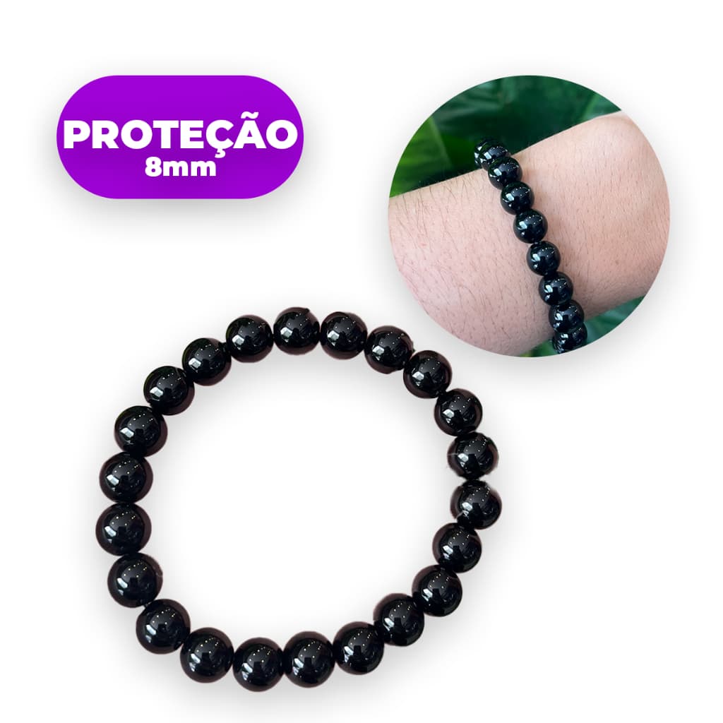 Pulseira Pedra Natural Hematita, Ônix, Coragem e Autoconfiança, Corpor e Mente, Estabilidade Coragem