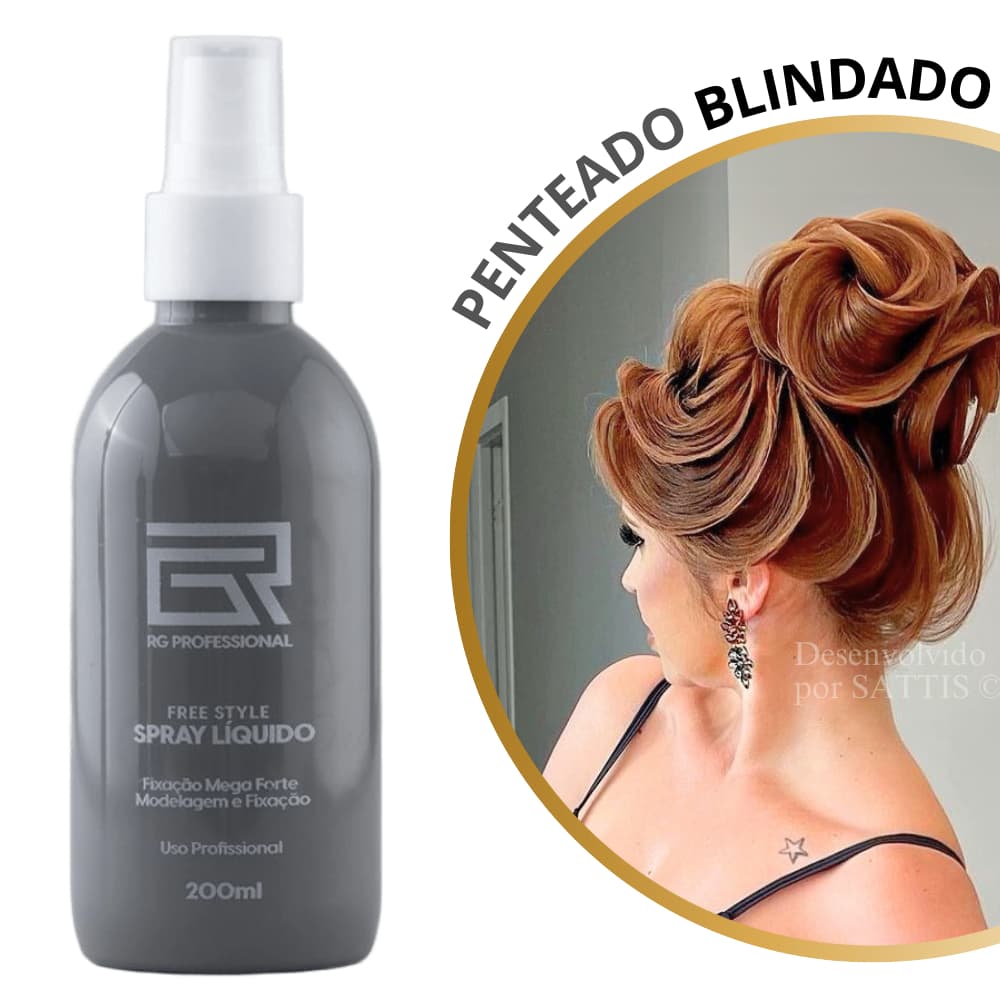 Spray Liquido Fixador Mega Forte 200ml - Modelagem, Fixação e BLINDAGEM  Penteados Rafael Gasparim