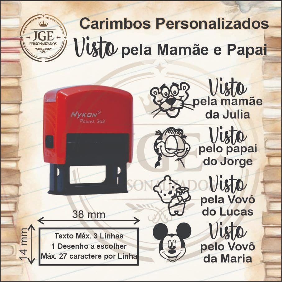 Carimbo Nykon Visto pela mamãe, papai, vovó, vovô