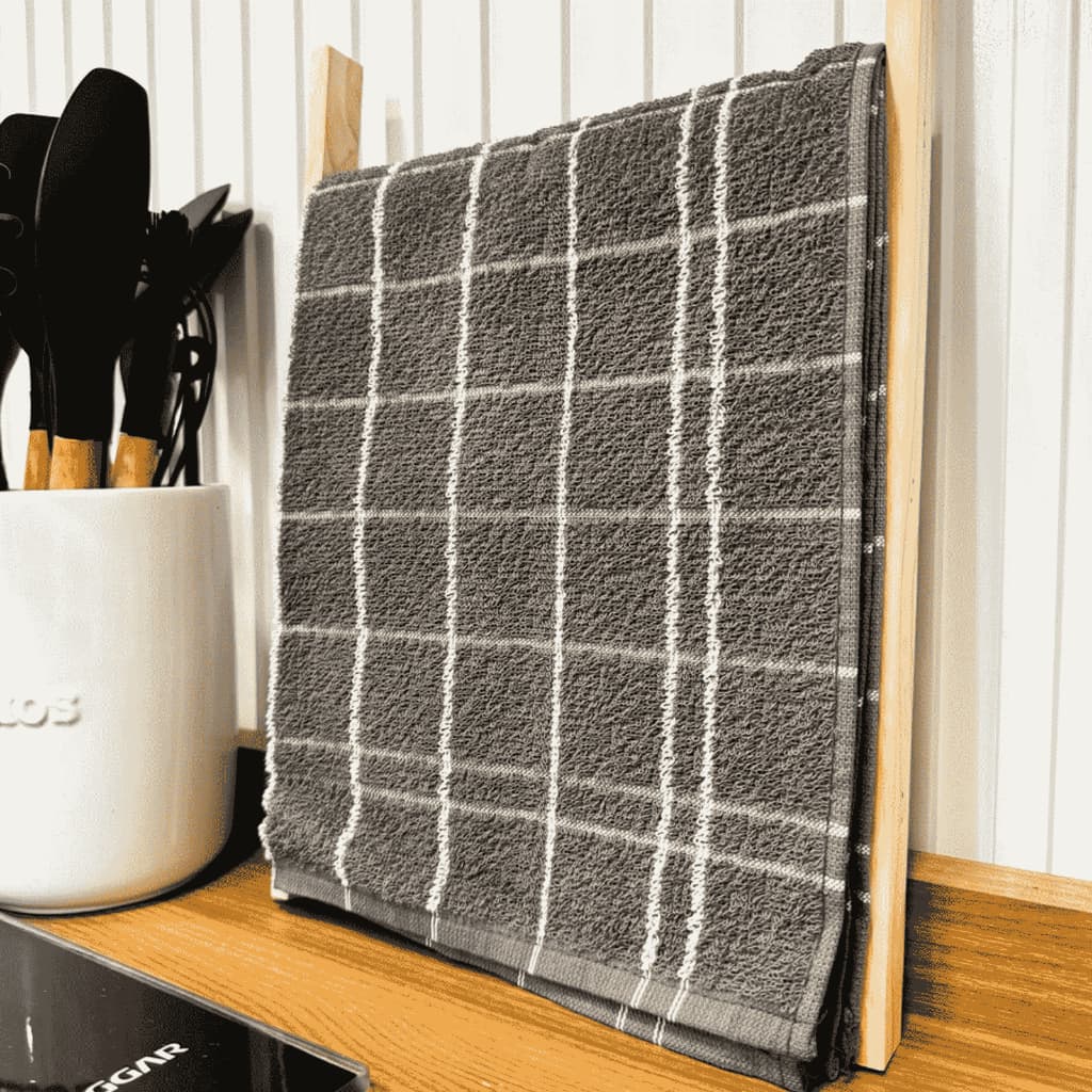Kit 12, 10 ou 7 Pano de Prato Atoalhado Geométrico Grande Felpudo 100% Algodão Modelo Premium CINZA