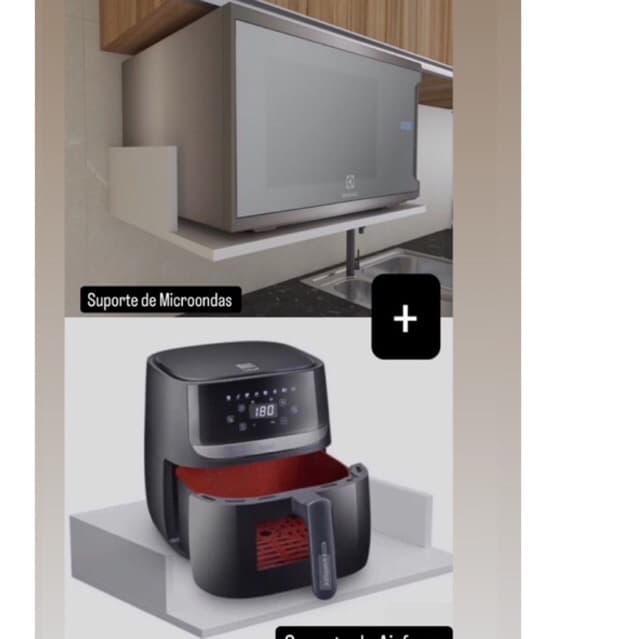 Kit de Suporte Prateleira  Nichos de microondas  + Suporte de Airfryer branco