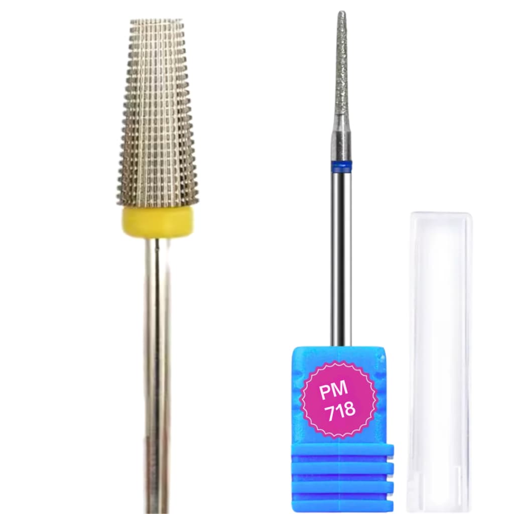 Kit 2 Brocas Diamantada 718 Para Cuticula e Cônica de tungstênio Profissional Para Acabamento Nivelamento Da Unha de Gel