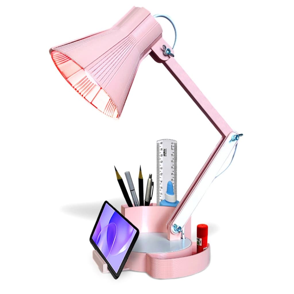 Abajur Luminária BIVOLT  Articulada Porta Lápis Home Office Estudo Marca Marx Greg 3D