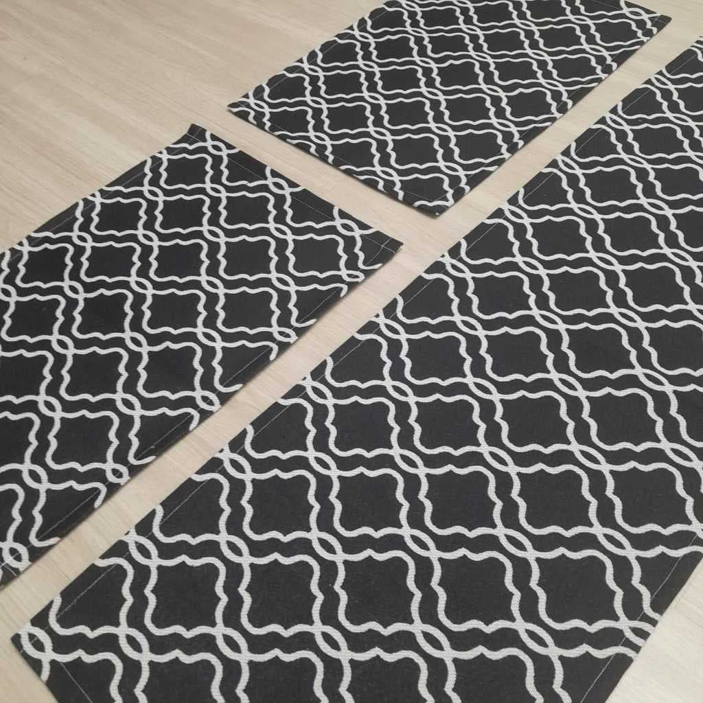 Kit De Tapetes Tecido Jacquard Premium Antiderrapante 3 Peças Pode Lavar Na Maquina Varias Estampas