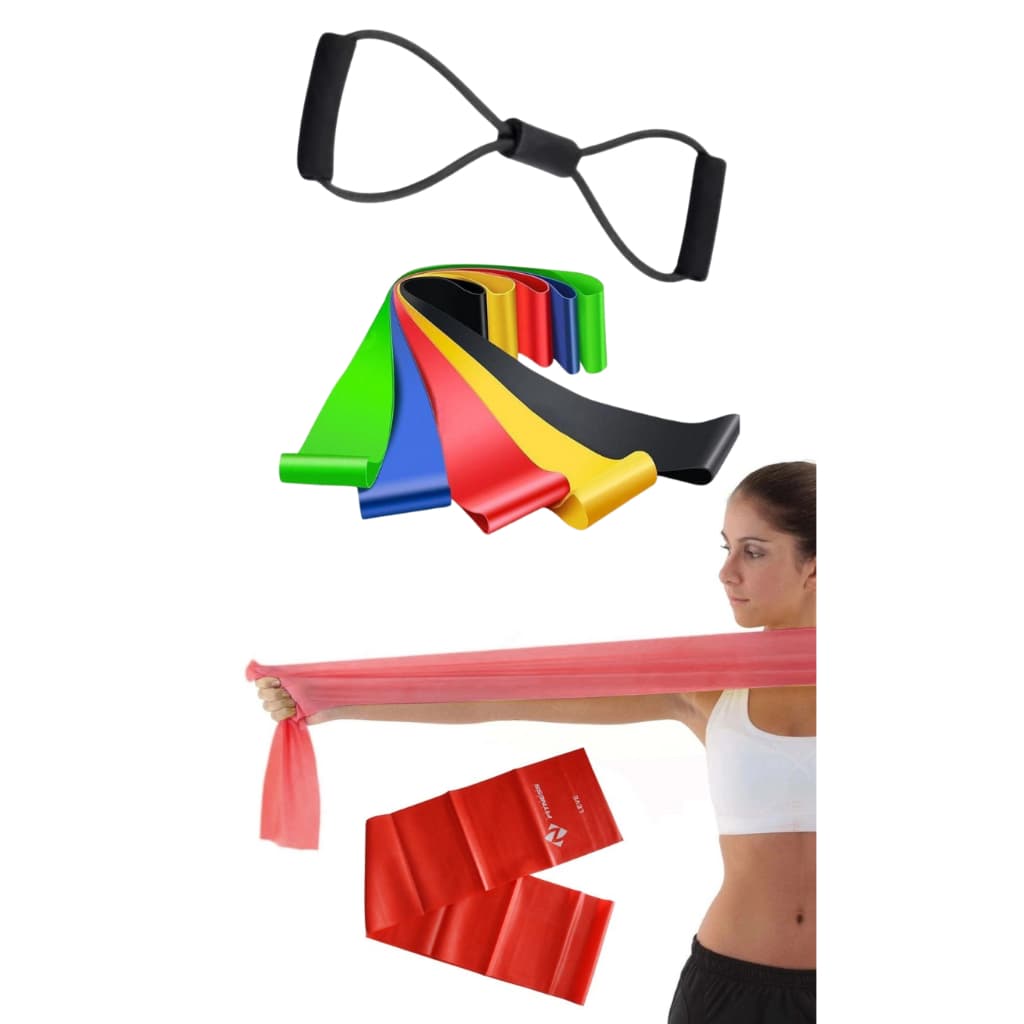 Kit com 7 Elásticos Extensores Exercicio Musculção Fisioterapia Yopga Reabilitação
