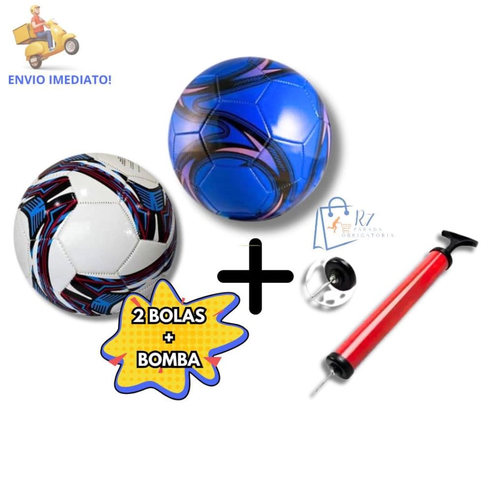 2 Bolas De Futebol + Bomba de Encher Bomba De Ar Bola De Campo Infantil Duas Bolas