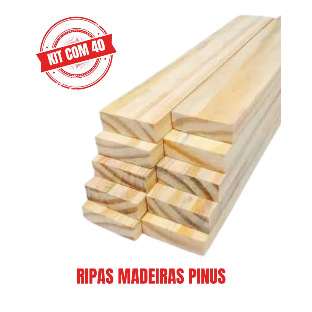 RIPA MADEIRA PINUS KIT COM 40 PEÇAS 1,00 MT X4,5 CM X1,00CM SARRAFO PARELHADO SECO
