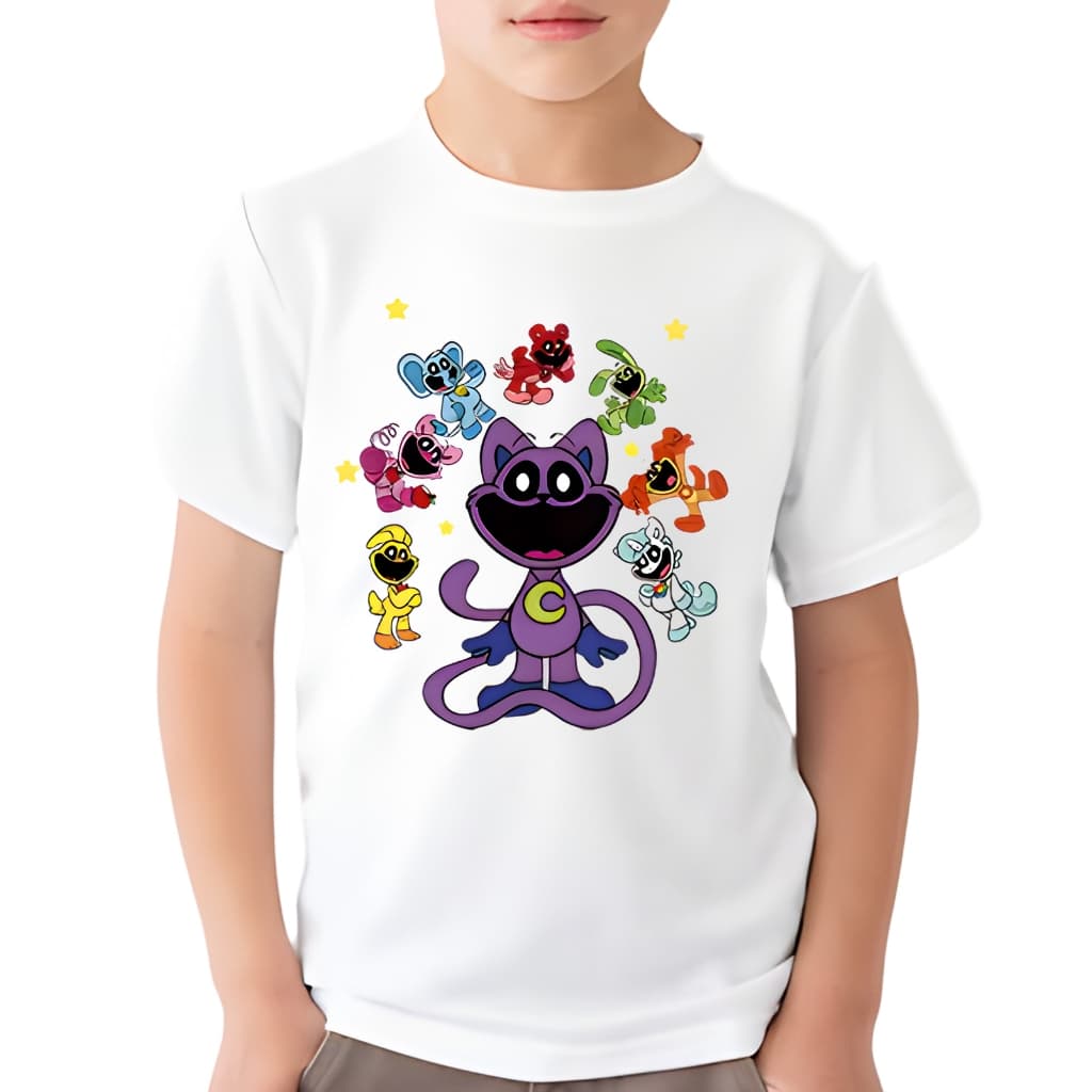 Camiseta Catnap Poppy Playtime Camisa Branco Boneco Catnap