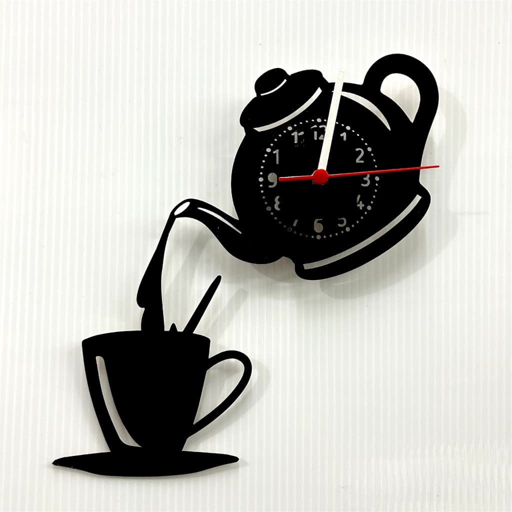 Relógio de Parede Moderno Hora do Café Xícara MDF Decoração Cantinho do Café Cozinha Sala Lazer