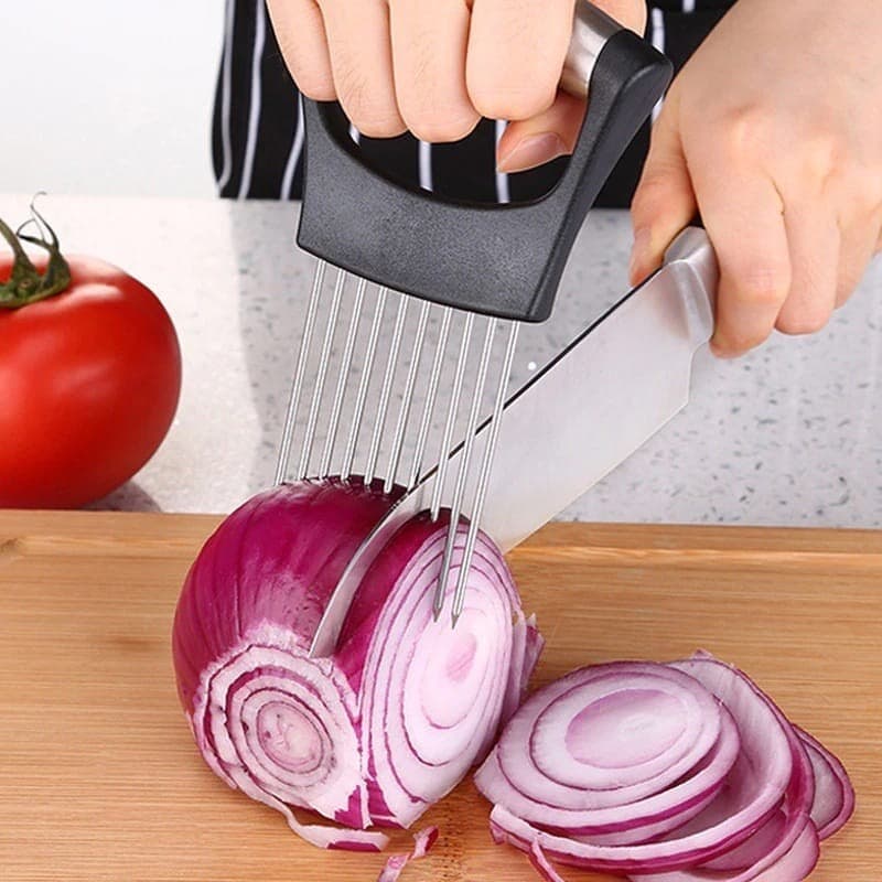 Suporte Alça Garfo Para Corta Fatiar Cebola Frutas Legumes Fatiado