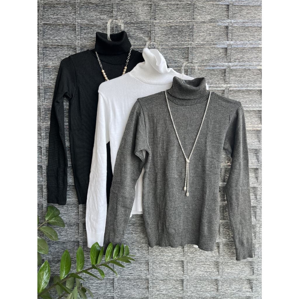Kit 3 pc Blusa gola alta tricot feminina inverno manga longa TAM :U 36 até 42
