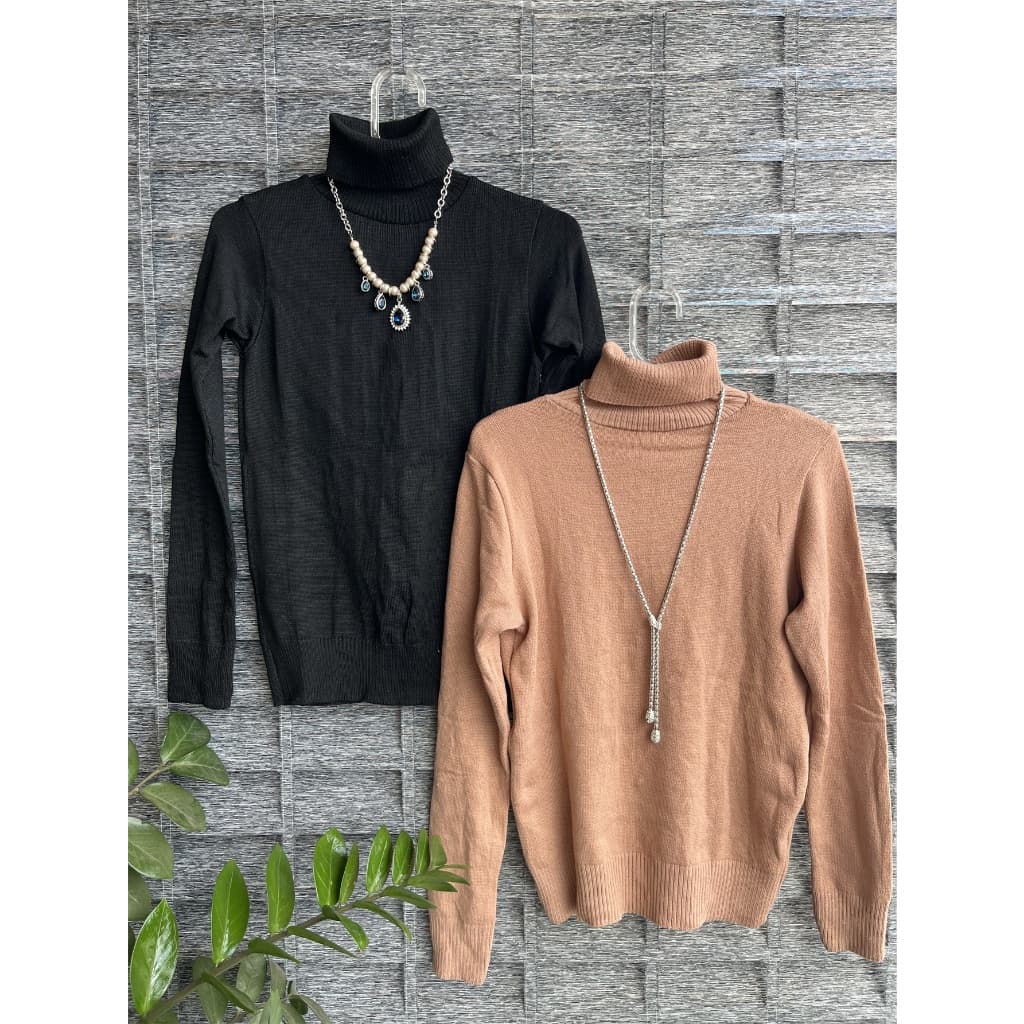Kit 2 pc Blusa gola alta tricot feminina inverno manga longa TAM :U 36 até 42