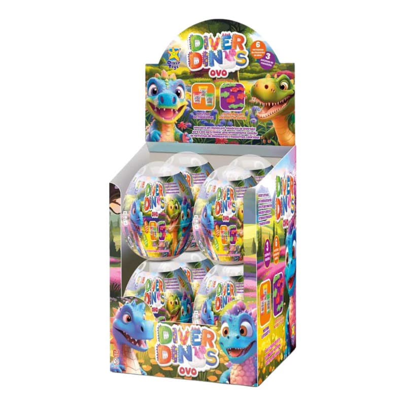 Kit 4 Diver Dinos Ovo De Dinossauro Kit Massa De Modelar Acompanha Formas Lembrancinha Aniversários